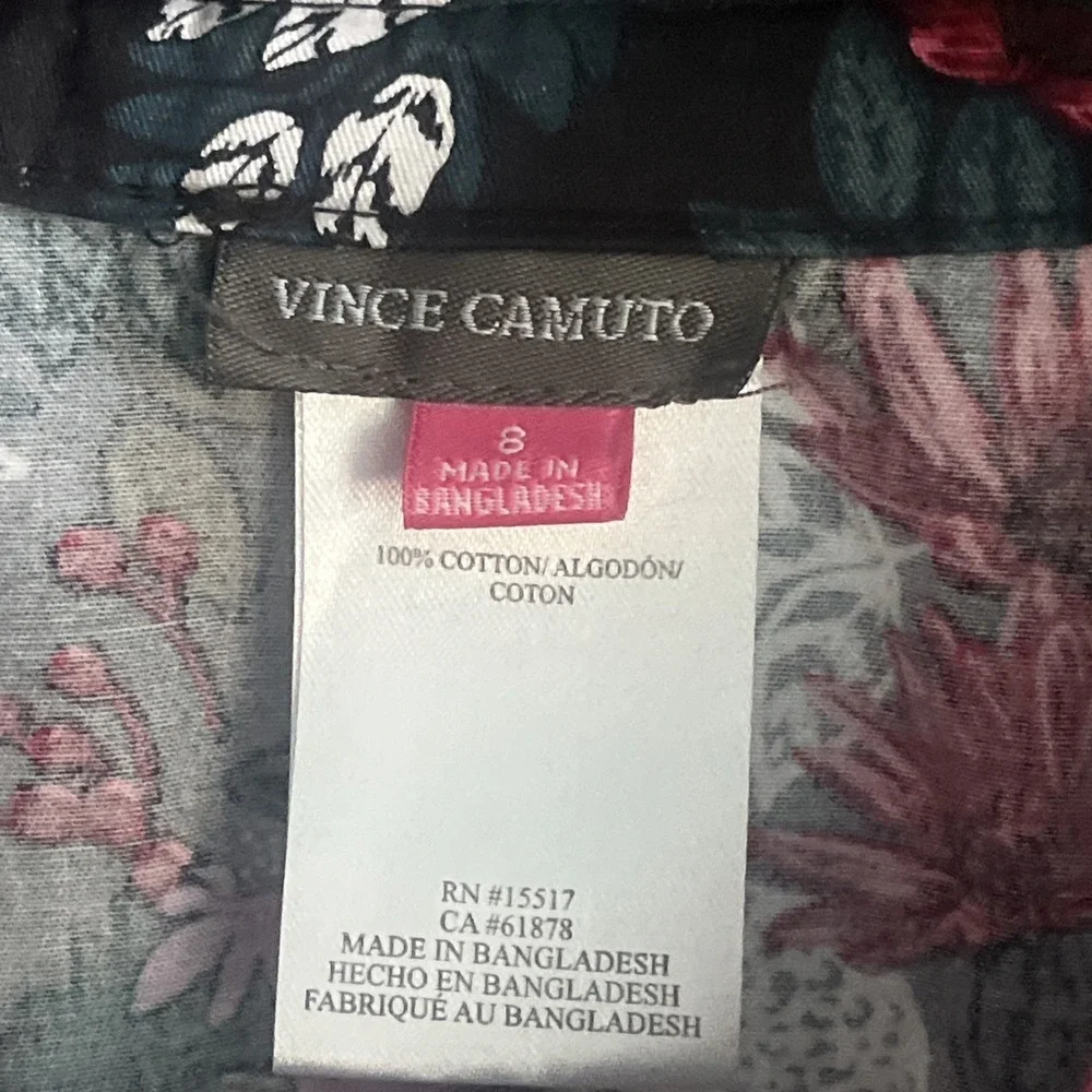 Vince Camuto Button Down Dress Jungle Leopard Girl Collared Tiered Size 8